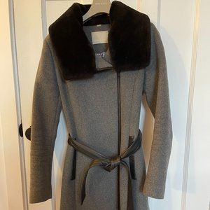 Soia & Kyo Wool Jacket w/ Removable Fur Collary